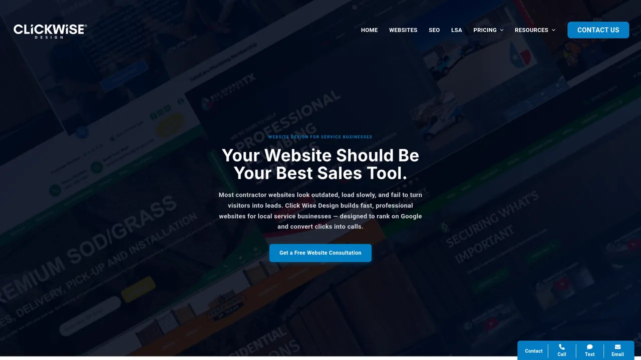 Screenshot of Click Wise Design's web design page