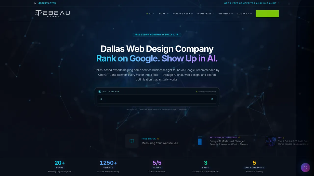 Screenshot of the Tebeau Group, LLC. homepage at tebeau.group