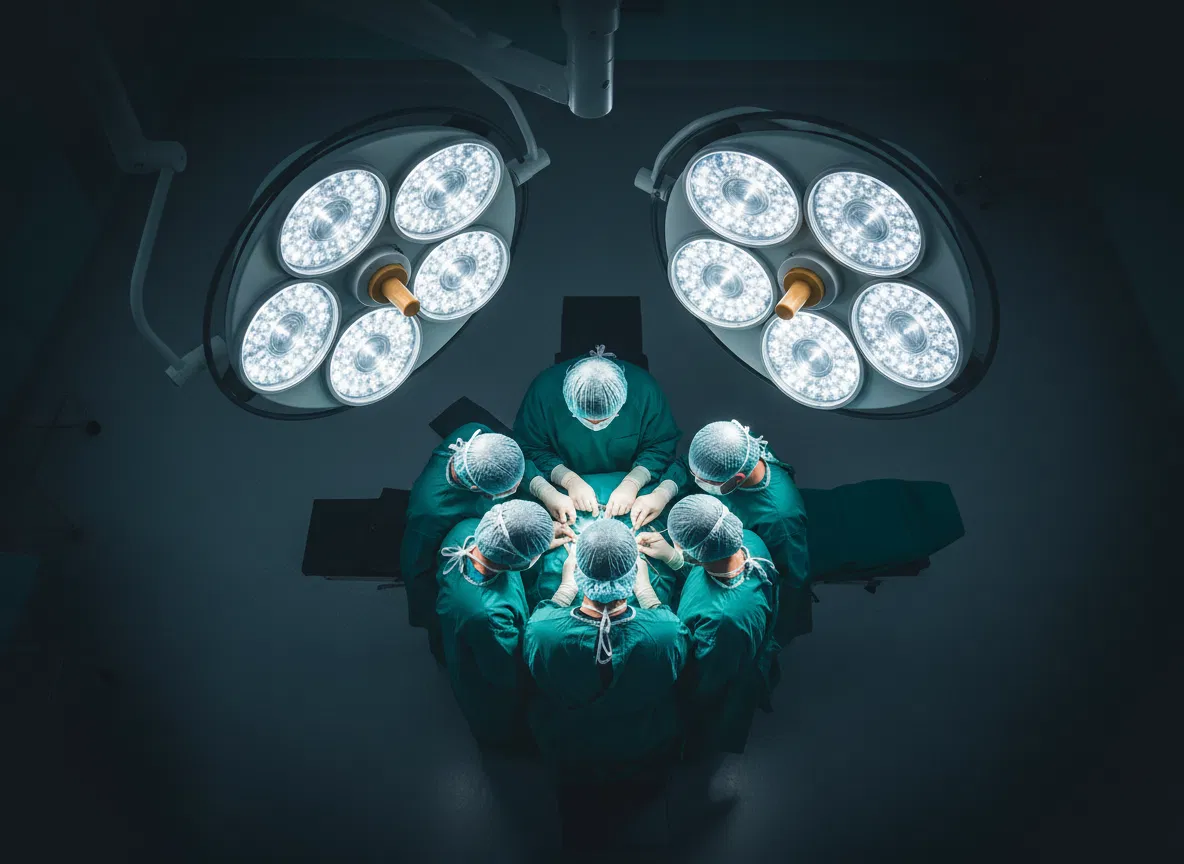 Surgical team overhead view in operating room