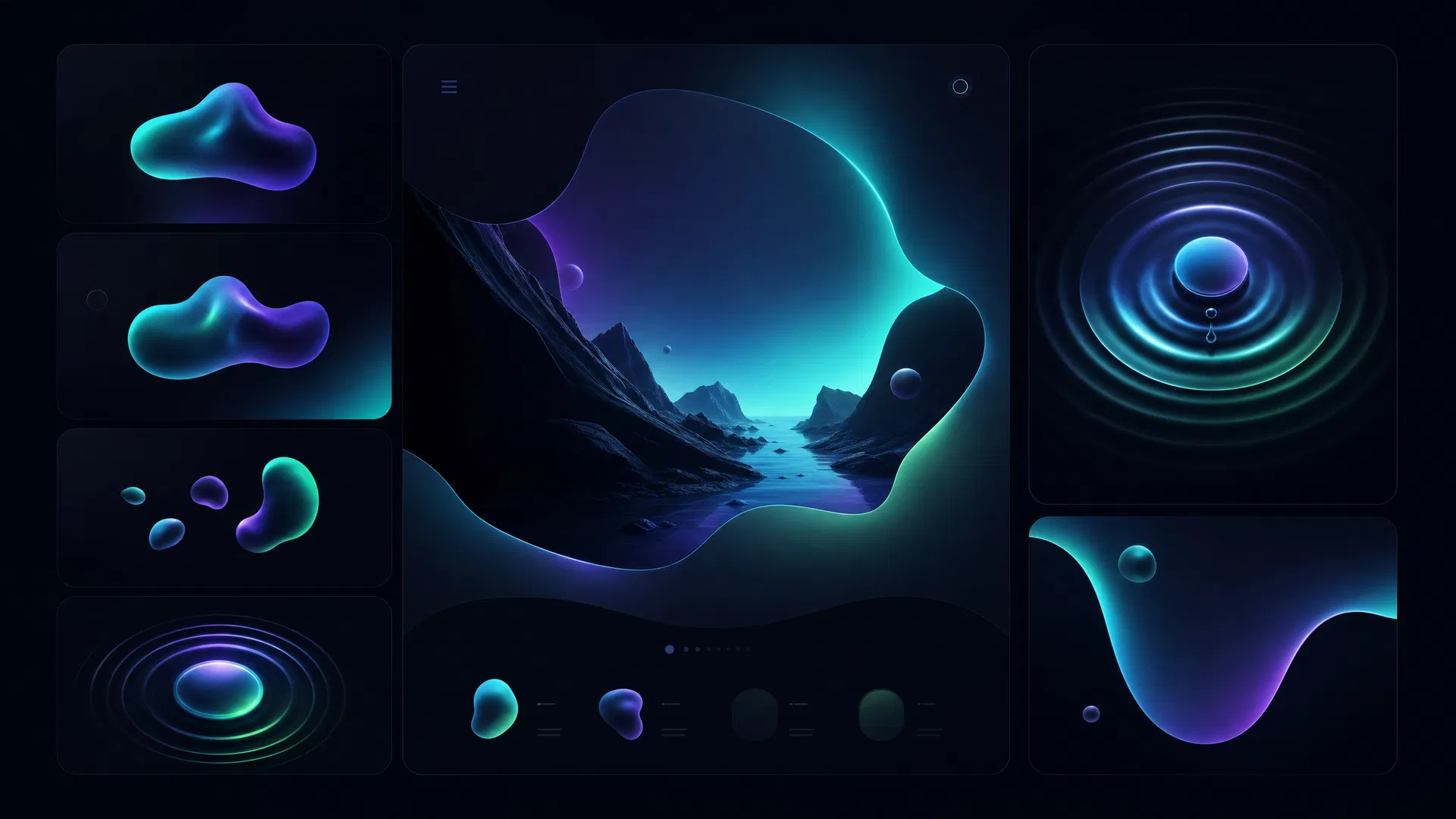Liquid motion design with morphing blob shapes and fluid page transitions