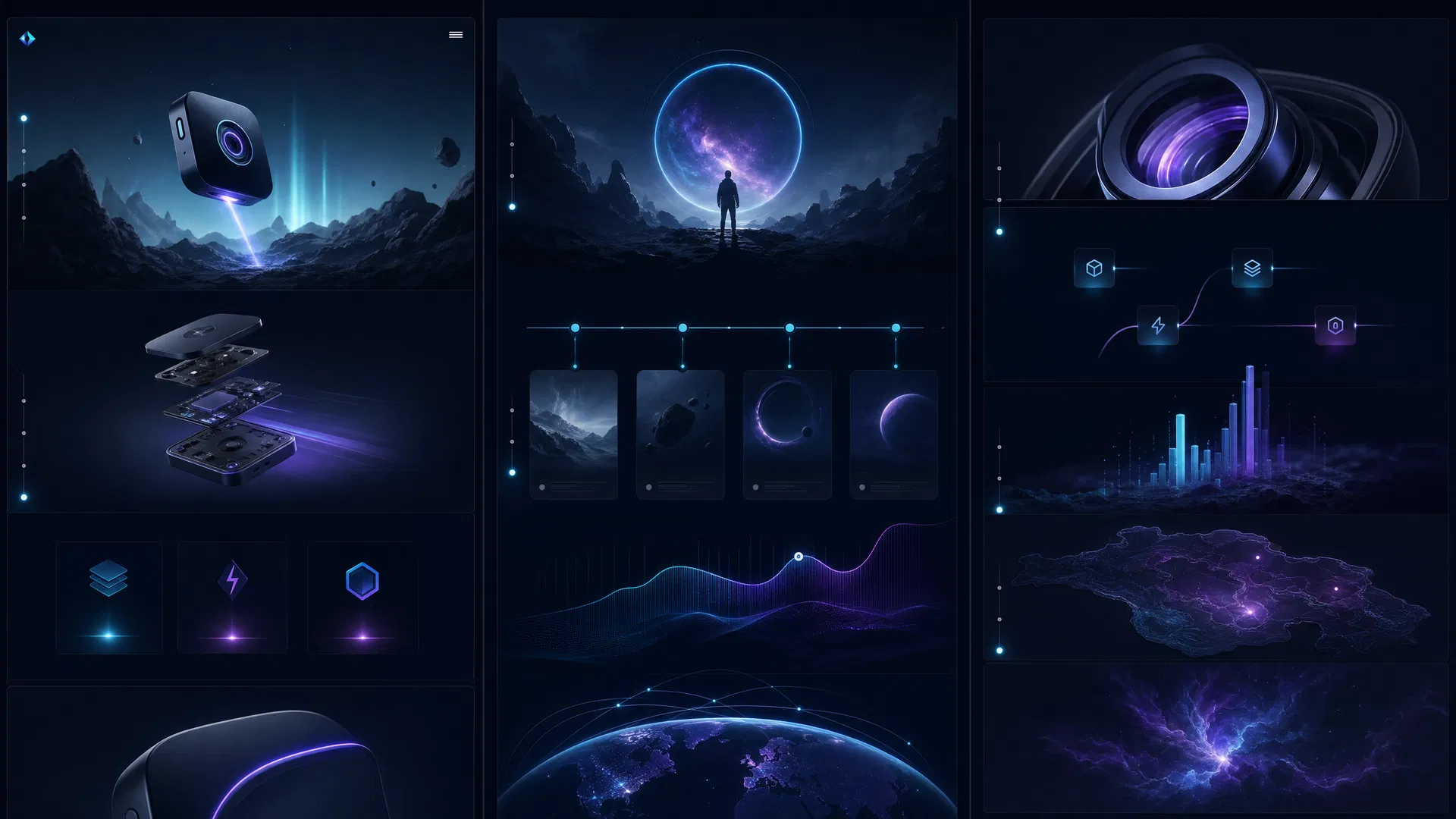 Scroll-driven storytelling website with cinematic reveal animations and timeline